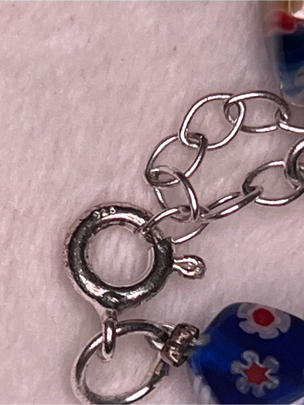 Blue Millefiori Glass Bead 925 Necklace - Picture 4 of 4